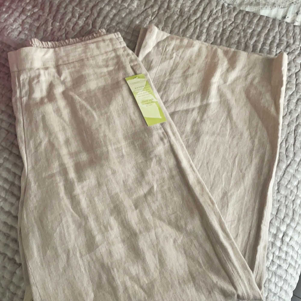 Coldwater Creek Brooke classic fit wide leg linen blend pull on pant M